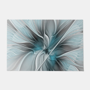 Tapete Fractal Fractal Moderna Abstrato com Cinza Flor Az
