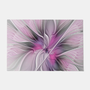 Tapete Fractal Fractal Moderna Abstrato com Cinza Rosa Fl