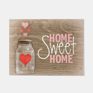 Tapete Frasco de pedreiro com os corações rústicos