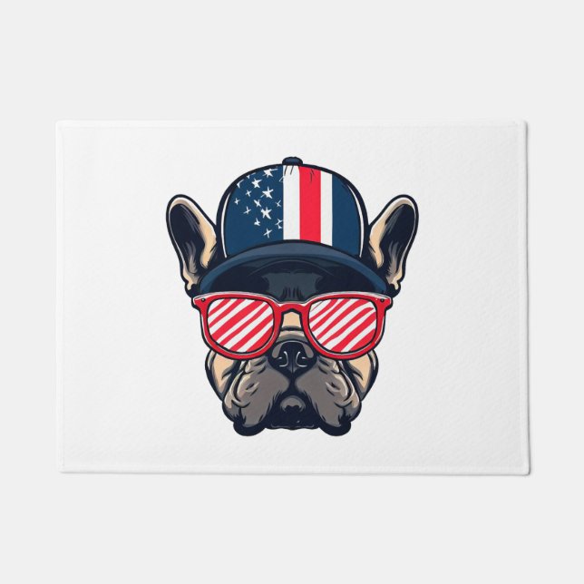 Tapete Frenchie Vestindo cores dos EUA (Frente)
