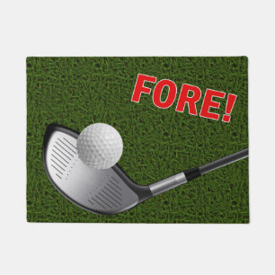 Tapete FRENTE com cabeça, bola & grama de clube do golfe