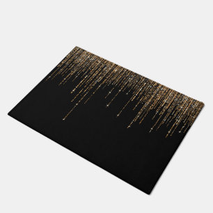 Tapete Frente Glitter Preto-Dourado Espelho Preto-Luxo