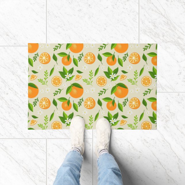 Tapete Fresh oranges with flowers and leaves (Interior)
