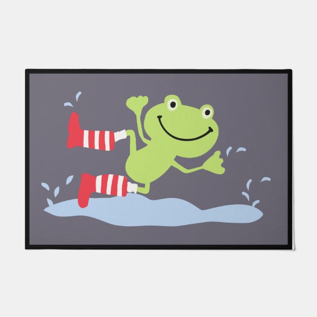Tapete Frog Font Porch Mat, Dancing Frog Welcome  (Frente)