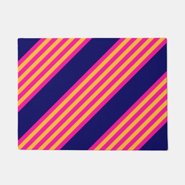 Tapete Fuchsia e listras amarelas com azul-marinho (Frente)