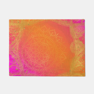 Tapete Fuchsia Rosa Laranja e Dourado Glam Mandala Indian