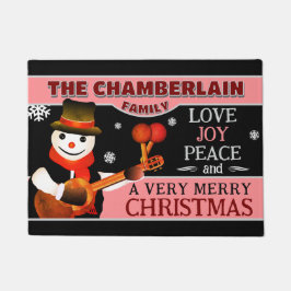 Tapete FUN Snowman em Chapéu e Escada | Natal NEGRO