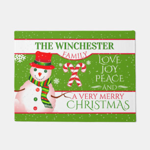 Tapete FUN Snowman em Red Hat e Scarf  Natal VERDE