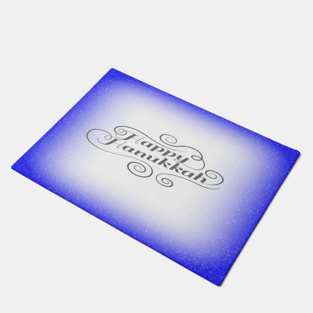 Tapete Fundo Branco Azul de 2 tons Feliz Hanukkah (Inclinado)