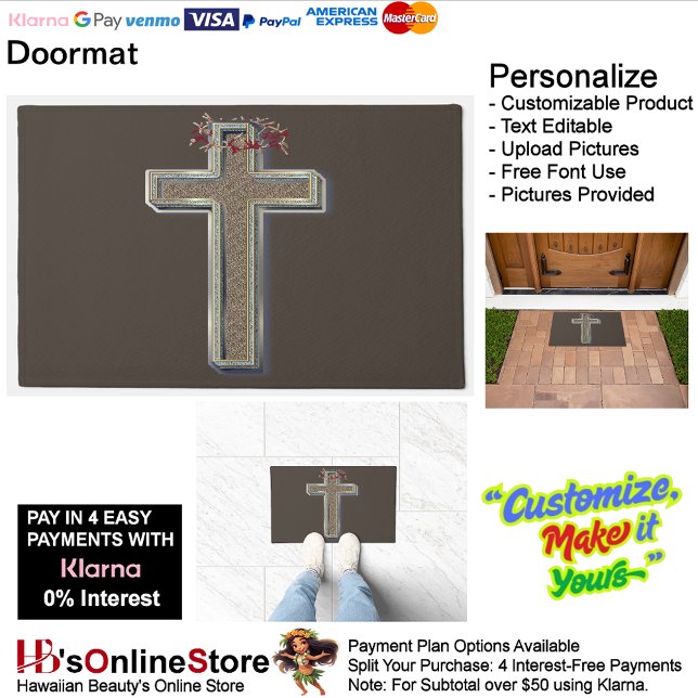 Tapete Fundo da Matriz Cruzada com Fundo Marrom (Cross Door Mat Background with Brown Background.)