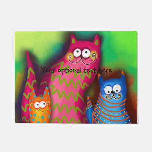Tapete Funky Artsy Colorful Cat Door Mat