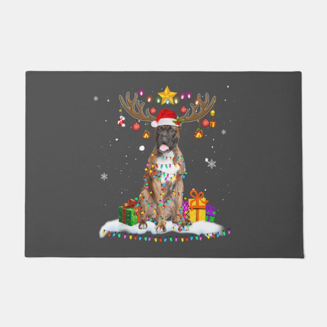 Tapete Funny Boxer Dog Christmas Tee Reindeer Christmas (Frente)