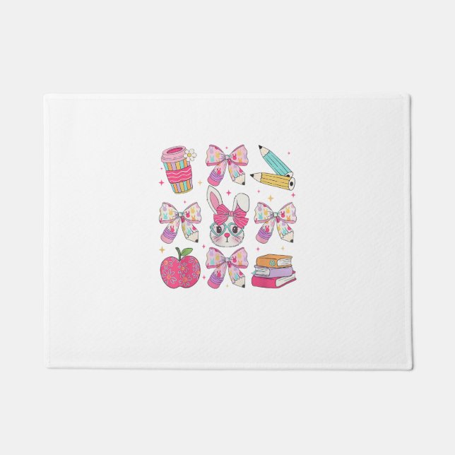 Tapete Funny Bunny Coquette Bow Rabbit Teacher Easter Ret (Frente)