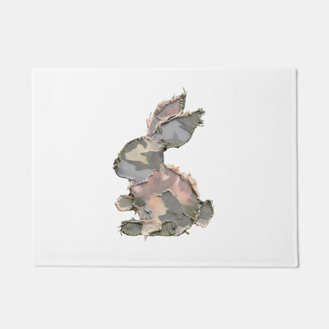 Tapete Funny Bunny Crochet Patchwork Camo Rabbit Happy Ea (Frente)