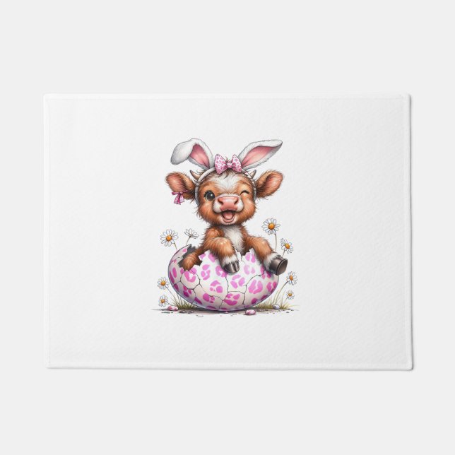 Tapete Funny Cow Easter Rabbit Cute Highland Cows Lover E (Frente)