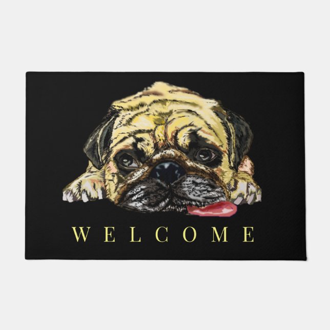 Tapete Funny Doormat with Pug Dog - Welcome (Frente)