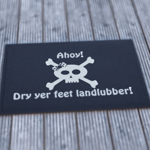 Tapete Funny Pirate Skull Crossbones Landlubber Black