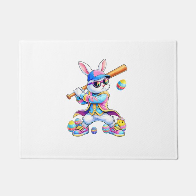 Tapete Funny Tie Dye Rabbit Baseball Easter Bunny Men Boy (Frente)