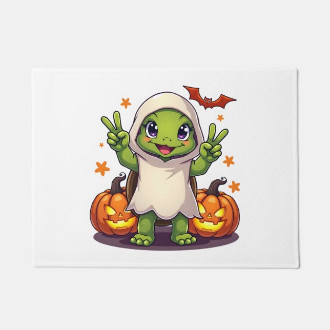 Tapete Funny Turtle Ghost Pumpkin Boo Halloween Kids Mens (Frente)