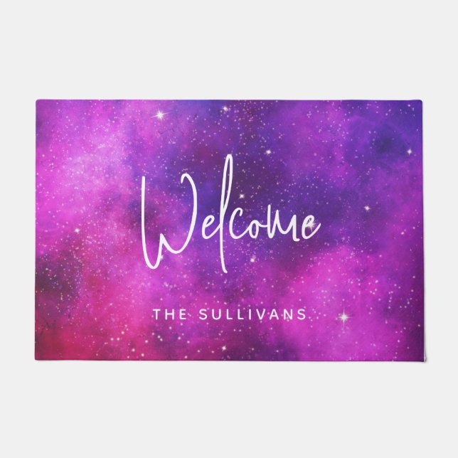 Tapete Galáxia Cinza e Roxo de Espaços e Estrelas (Frente)