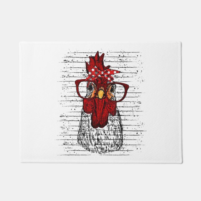 Tapete Galinha com bandana e óculos bonitos (Frente)