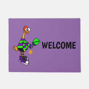 Tapete Galinha de borracha engraçada que joga Pickleball