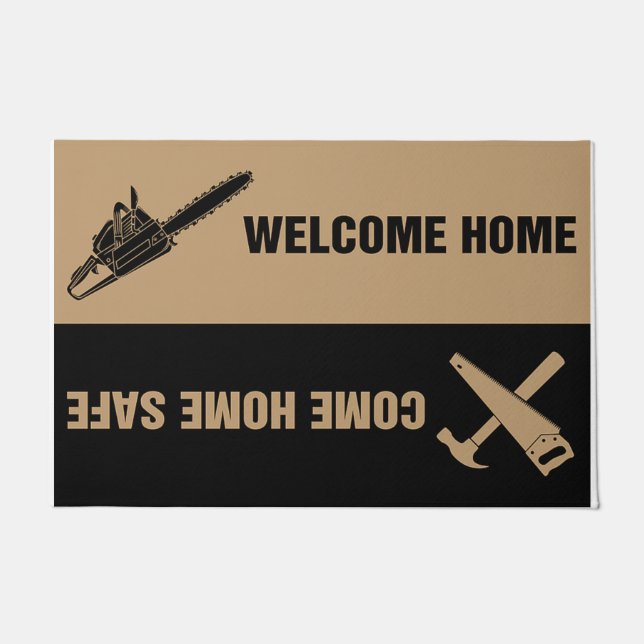 Tapete Garage Welcome Mat, Presente Para O Homem (Frente)