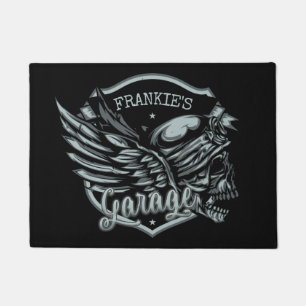 Tapete Garagem de motocicleta de Biker Skull Wings