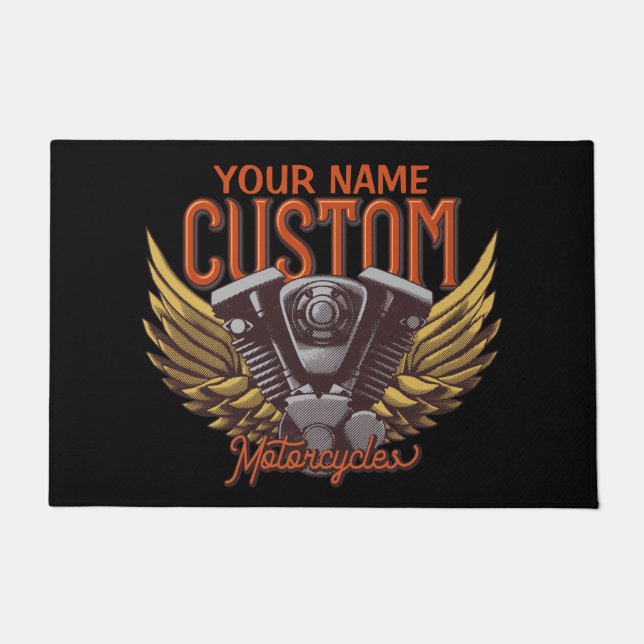 Tapete Garagem Personalizada de Eagle Wings Biker (Frente)