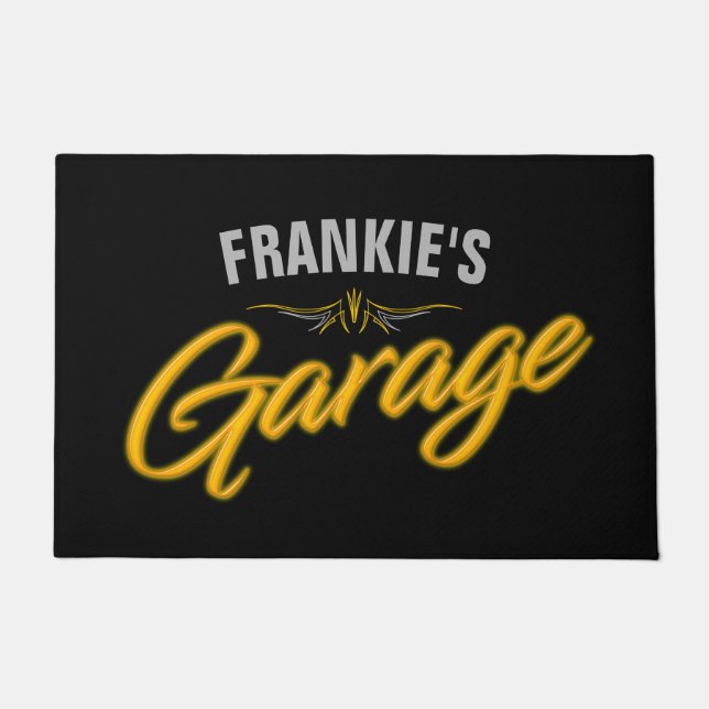 Tapete Garagem Personalizada do Biker de Estilo Neon Retr (Frente)