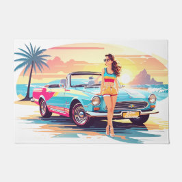 Tapete Garota com carro e natureza dos sonhos