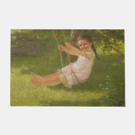 Tapete Garota sorridente em um Swing (Infância Vintage)