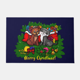 Tapete Gatinho e puppy, XMas feliz