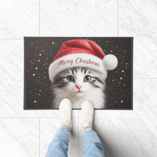 Tapete Gato Bobtail japonês de Natal, Gatinho Papai noel