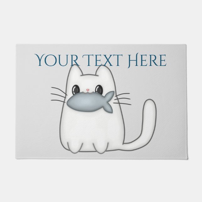 Tapete Gato bonito com o prêmio Peixe (Frente)