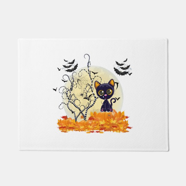 Tapete Gato Bonito Esperando o Halloween (Frente)