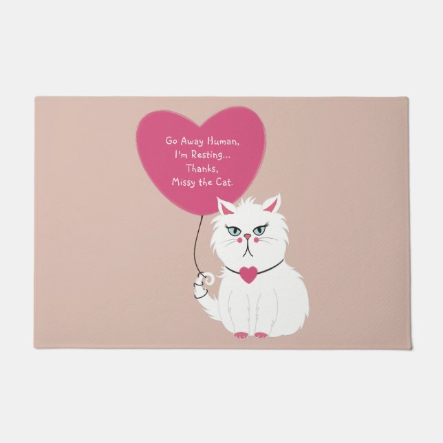 Tapete Gato Branco Engraçado e Sarcástico Personalizado S (Frente)