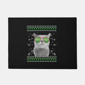Tapete Gato com óculos de sol Suéter de Natal Feliz