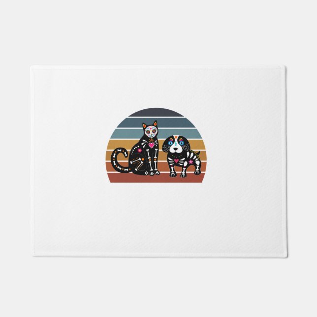 Tapete Gato de crânio e Camiseta de cão (Frente)