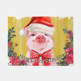 Tapete Gato de Natal Feliz e Engraçado Piglet Aquarela