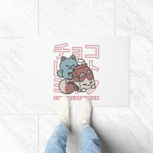 Tapete Gato Kawaii com Leite de Chocolate – Arte Pop Japo