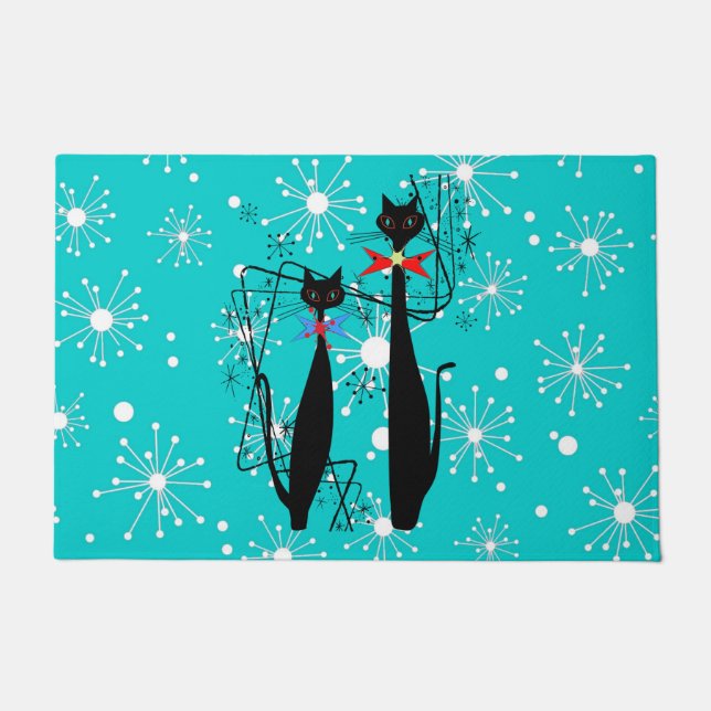 Tapete Gato Legal Moderno do Meio século Retroativo (Frente)