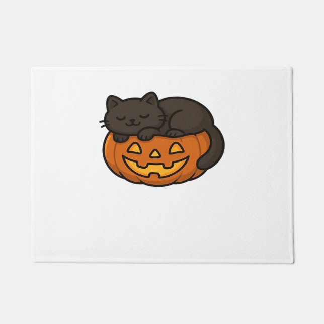 Tapete Gato Negra Branca com Sono em uma Essen de Hallowe (Frente)