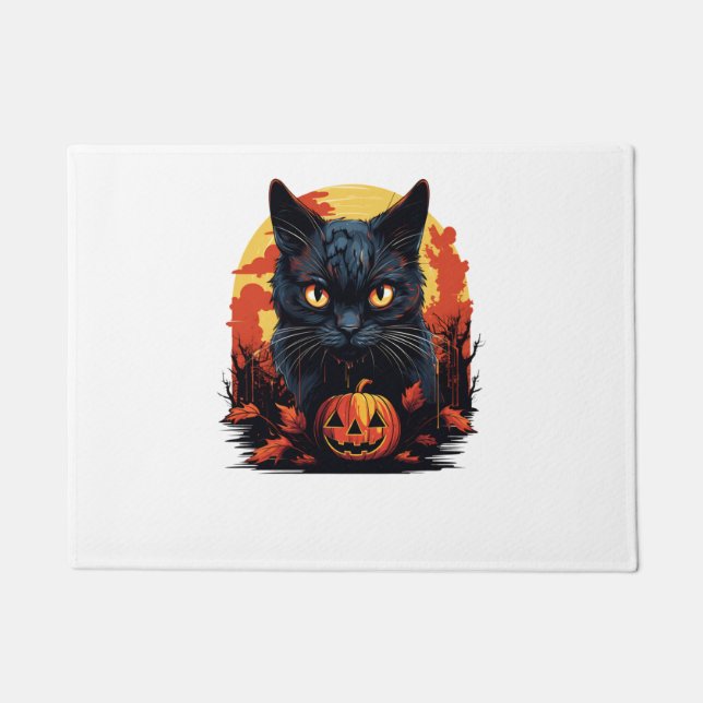 Tapete Gato Negro de Halloween Spooky (Frente)