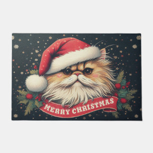 Tapete Gato Persa Fluffy com Papai Noel Feliz Natal