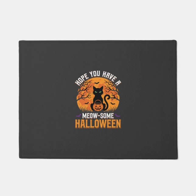 Tapete Gato Preto de Halloween Meow-Some (Frente)