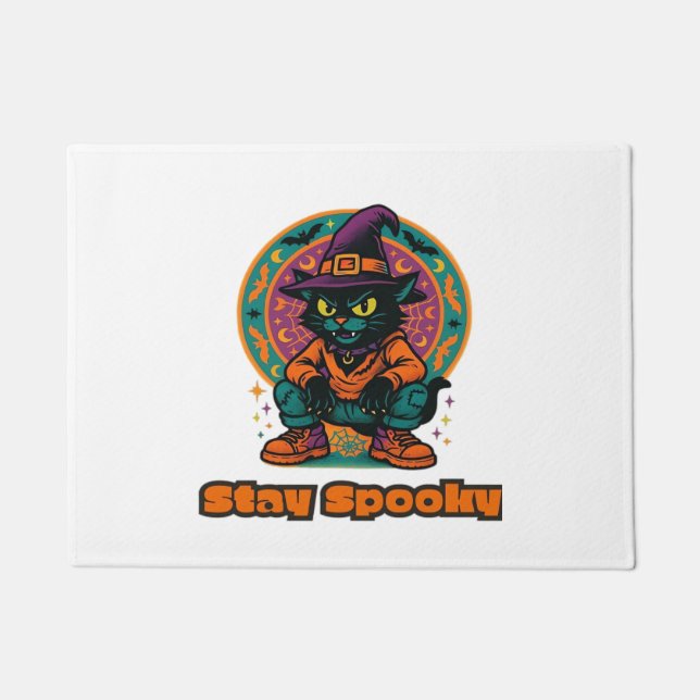 Tapete Gato Preto do Halloween - Mantenha-Se Louco, Gato  (Frente)