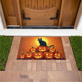 Tapete Gato preto e lanternas de Jack bonitinhos e boniti