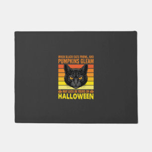 Tapete Gato Preto Gráfico de Abóbora Vintage de Halloween