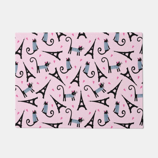 Tapete Gato Vestido De Estilo Francês Com Padrão De Torre (Frente)